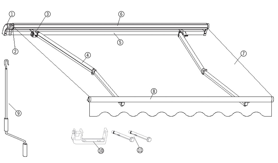 Monteringsskisse for en markise