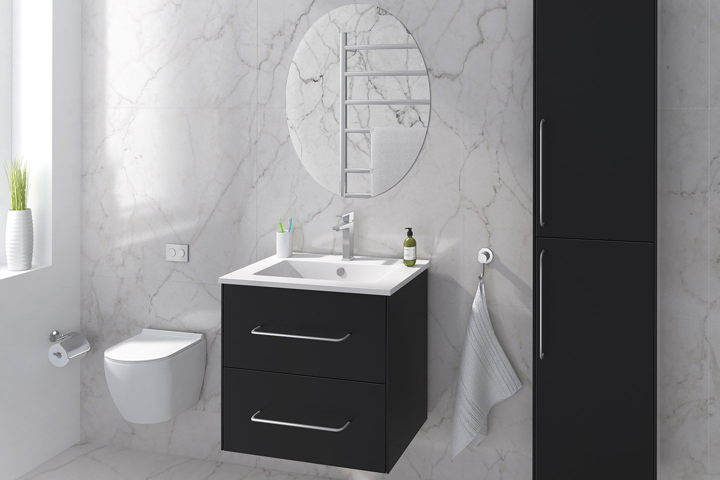 Duxa baderomsmøbler.