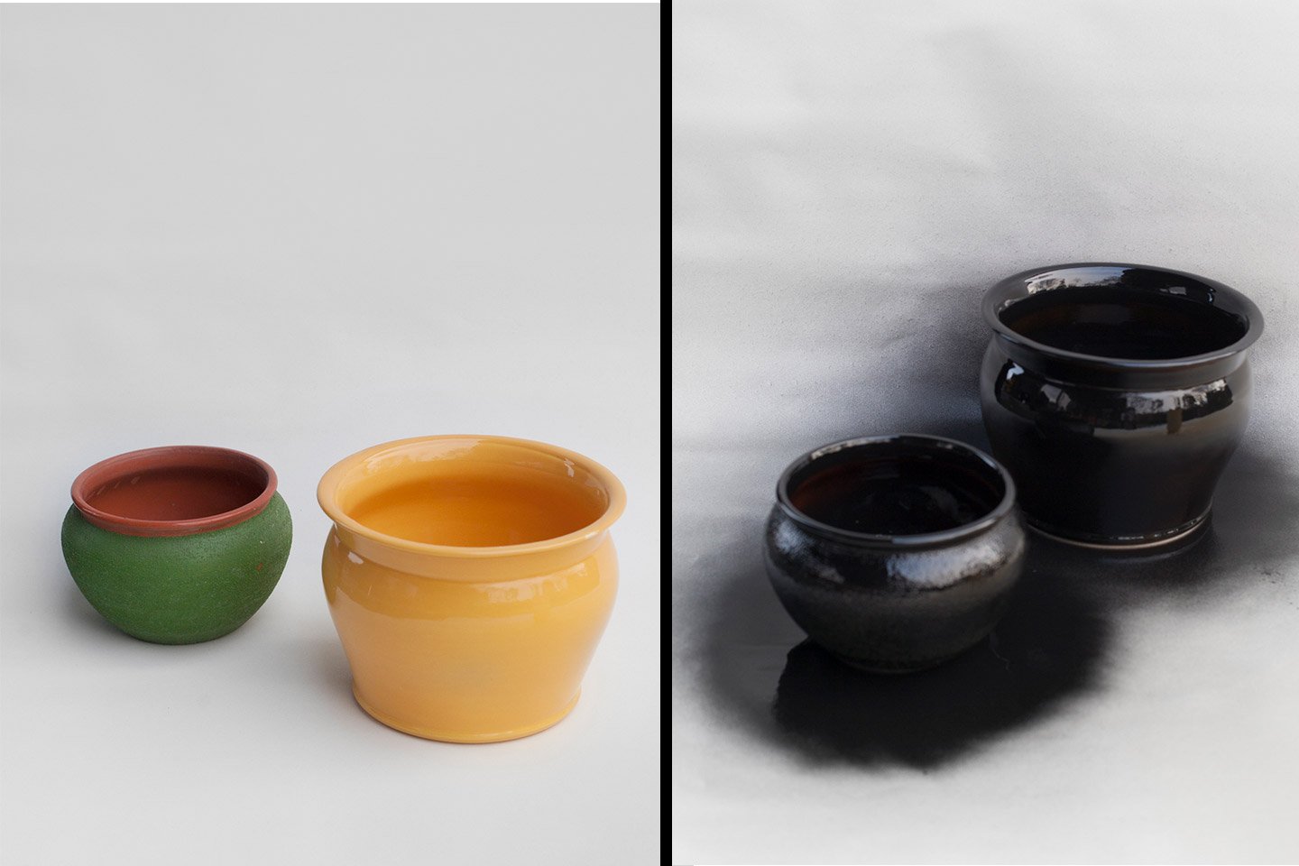 Gamle blomsterpotter ble som nye med Quick Bengalack i fargen sort silkematt.