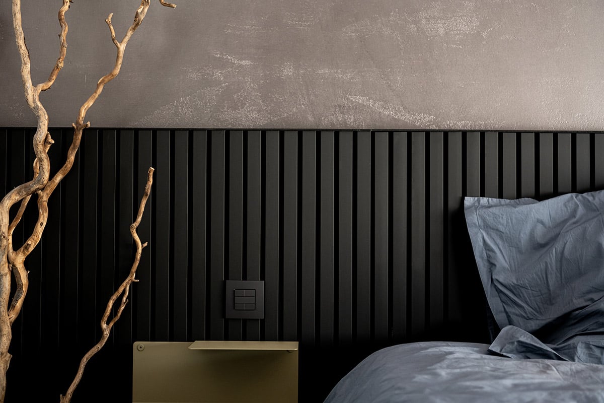 Spilevegg brukt som sengegavl