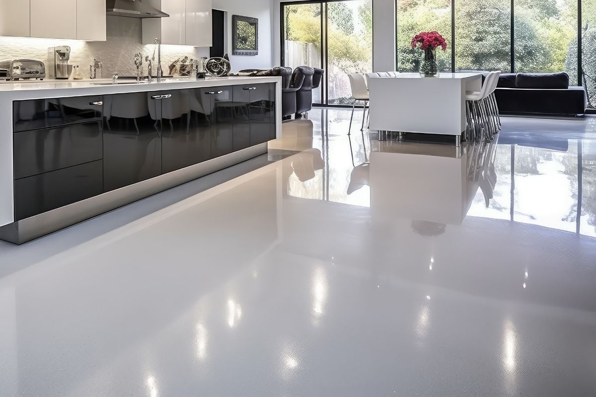 Epoxygulv på et stilrent kjøkken