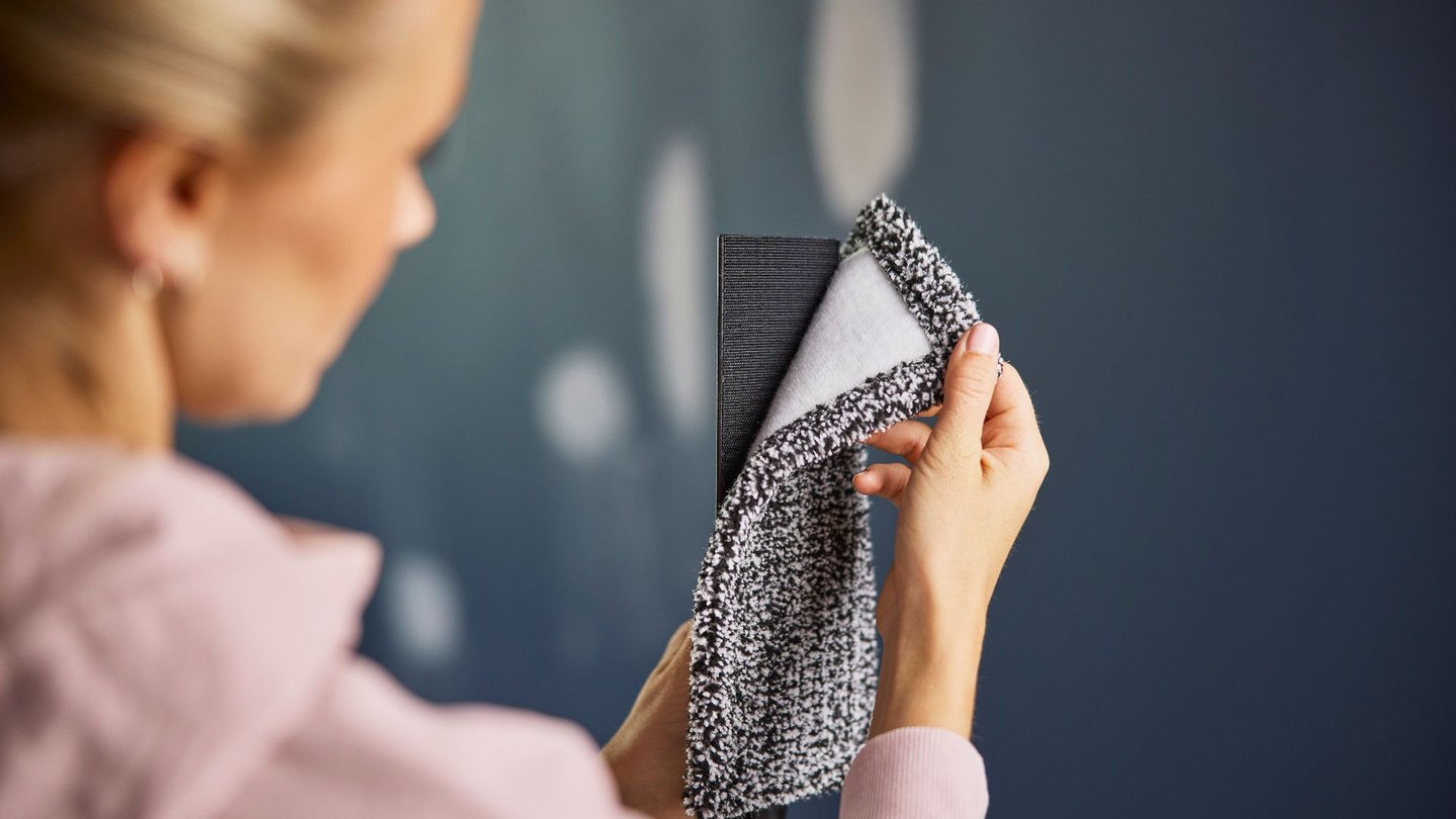 Jordan multimopp der moppetrekket festes til moppehodet.