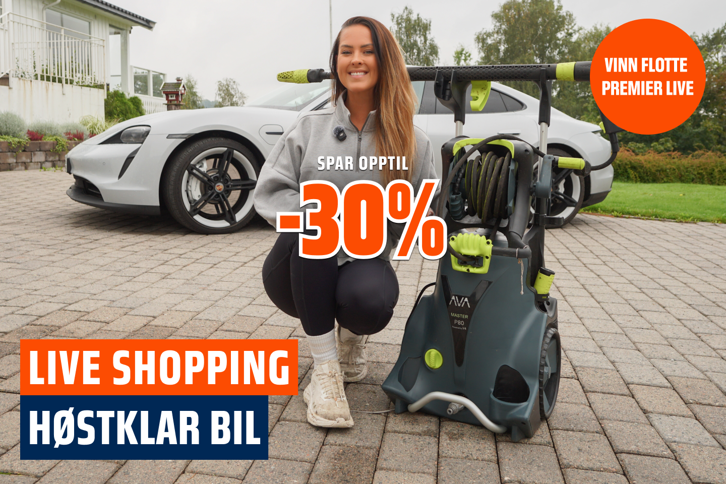 Stine skoli huker ned foran bil med ava høytrykkspyler
