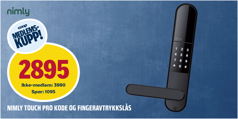 Nimly Touch Pro kode og fingeravtrykkslås