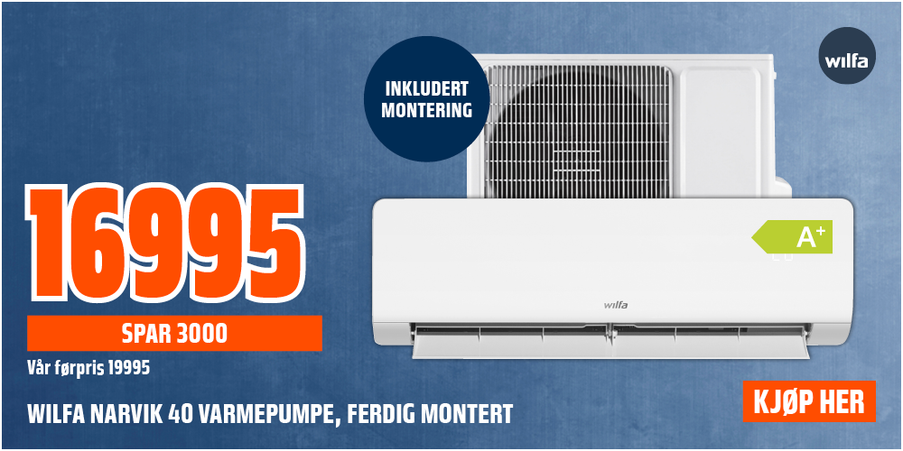 Wilfa Narvik 40 varmepumpe, ferdig montert