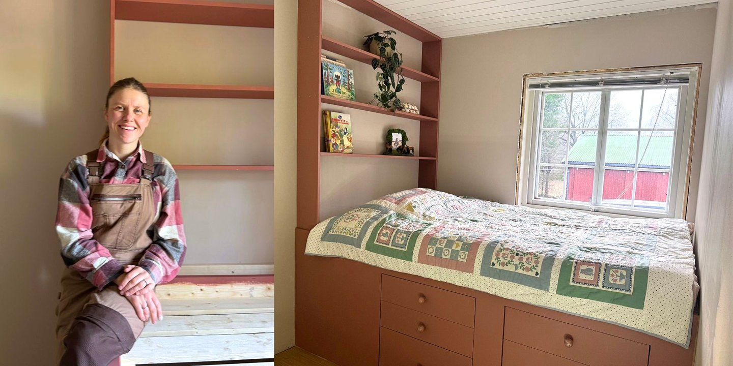 Slik bygger du plassbygd seng med oppbevaring