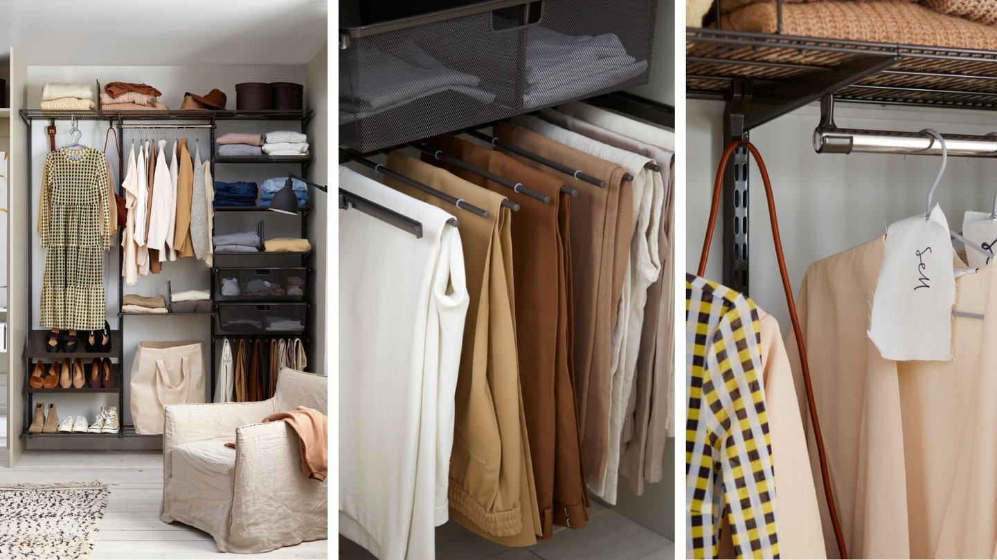 Klær i åpen garderobeløsning