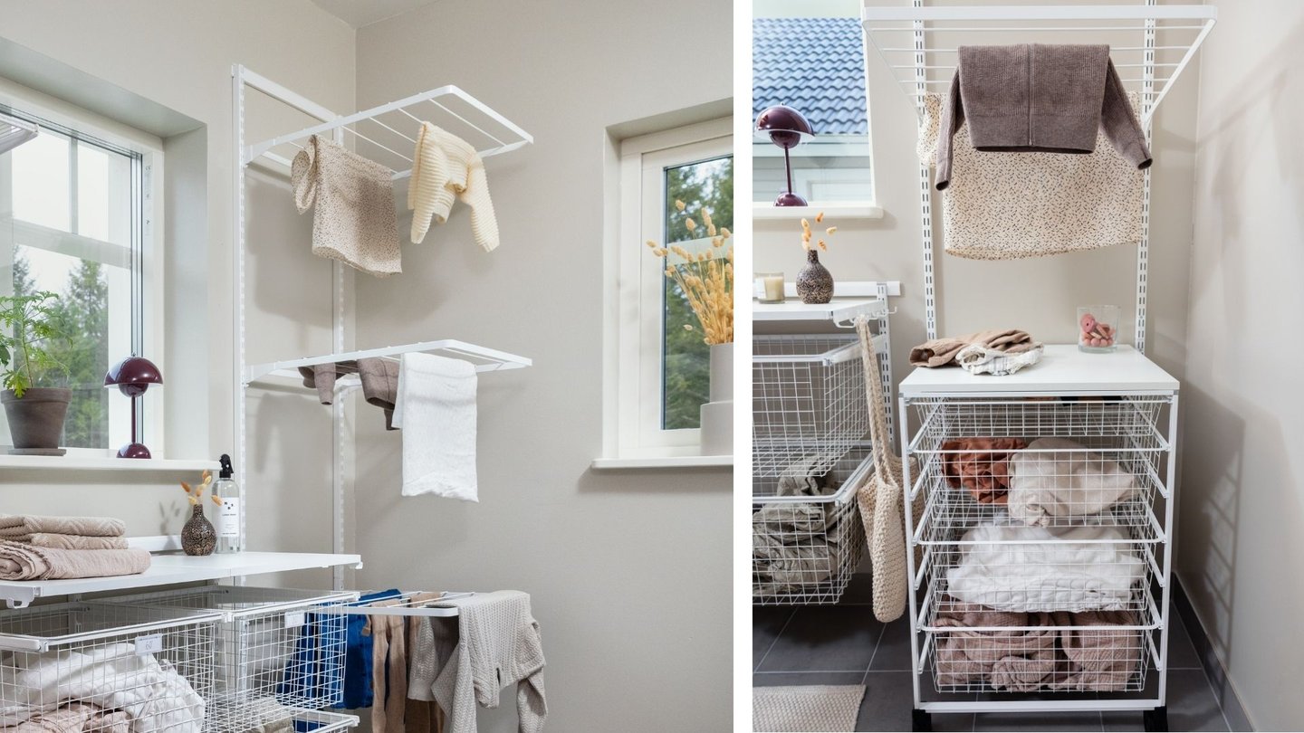 Bilde viser oppbevaringsløsning med små kurv.