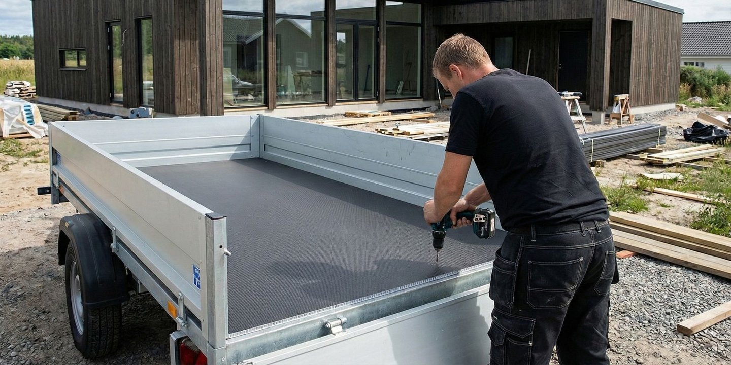 Slitesterk plate til tilhenger og stillas