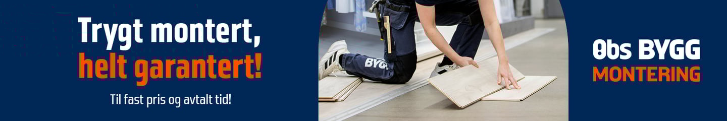 Trygt montert med Obs BYGG Montering banner