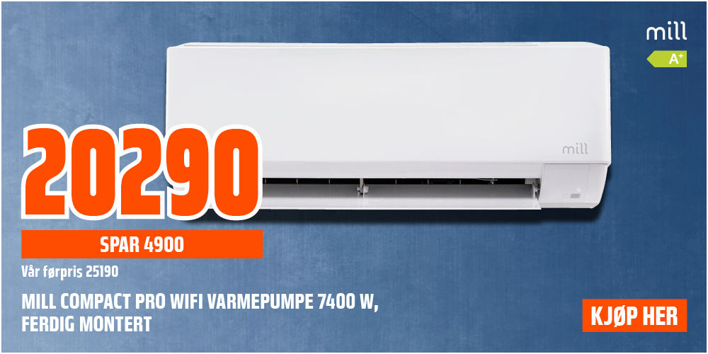 Mill Compact Pro WiFi varmepumpe 7400W, ferdig montert