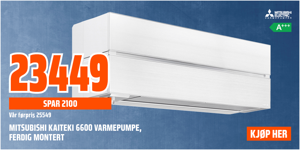 Mitsubishi Kaiteki 6600 varmepumpe, ferdig montert