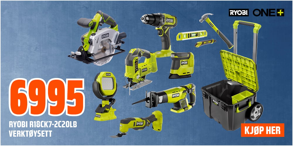Ryobi R18CK7-2C20LB verktøysett m/batteri
