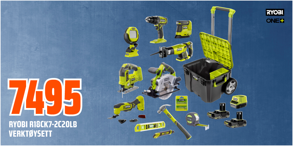 Ryobi R18CK7-2C20LB verktøysett