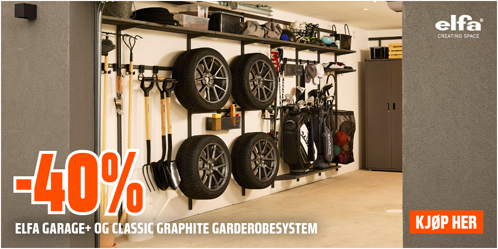 Elfa Garage+ og Classic Graphite garderobesystem