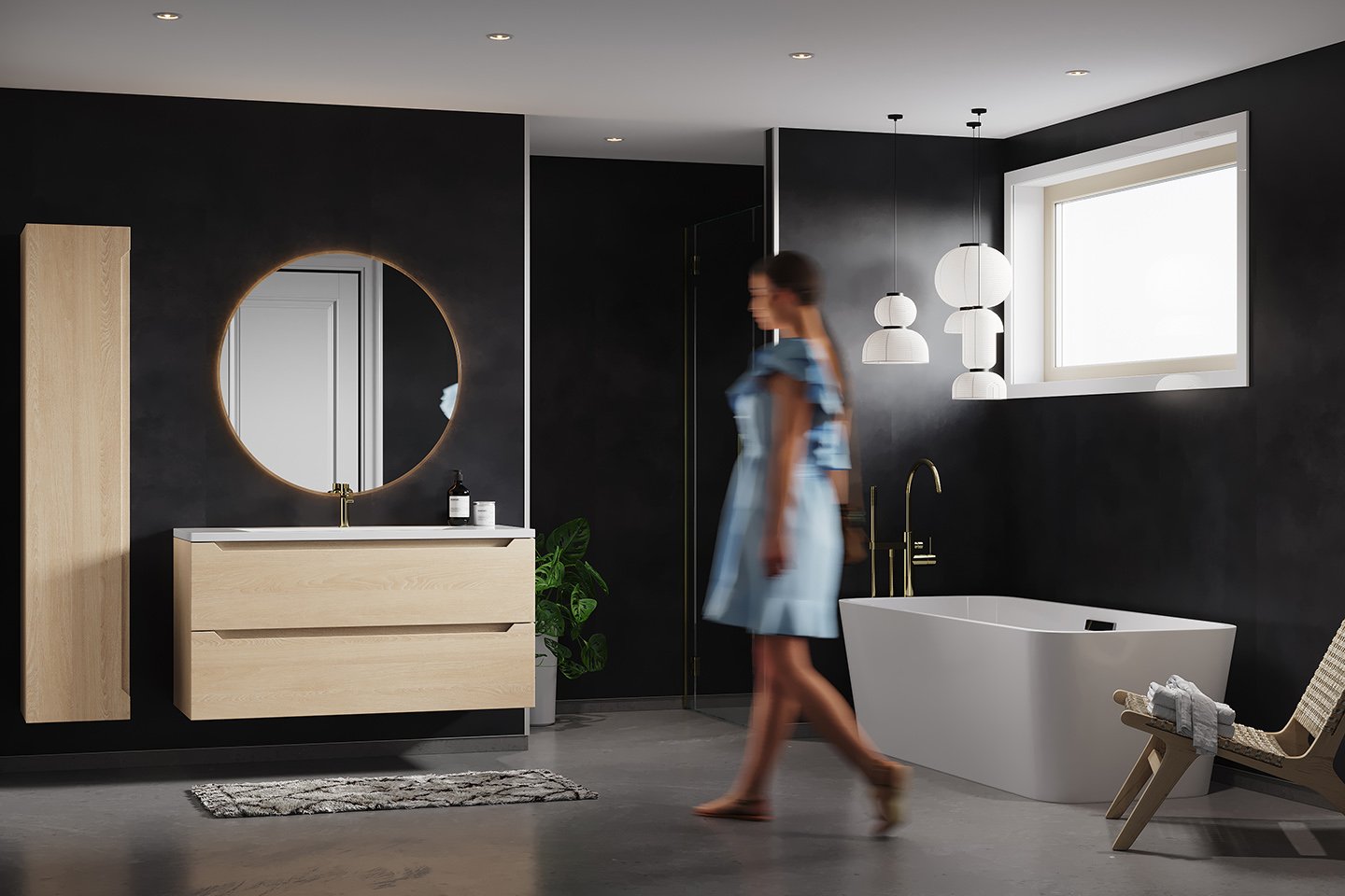 Sett farge på badet med veggpanel