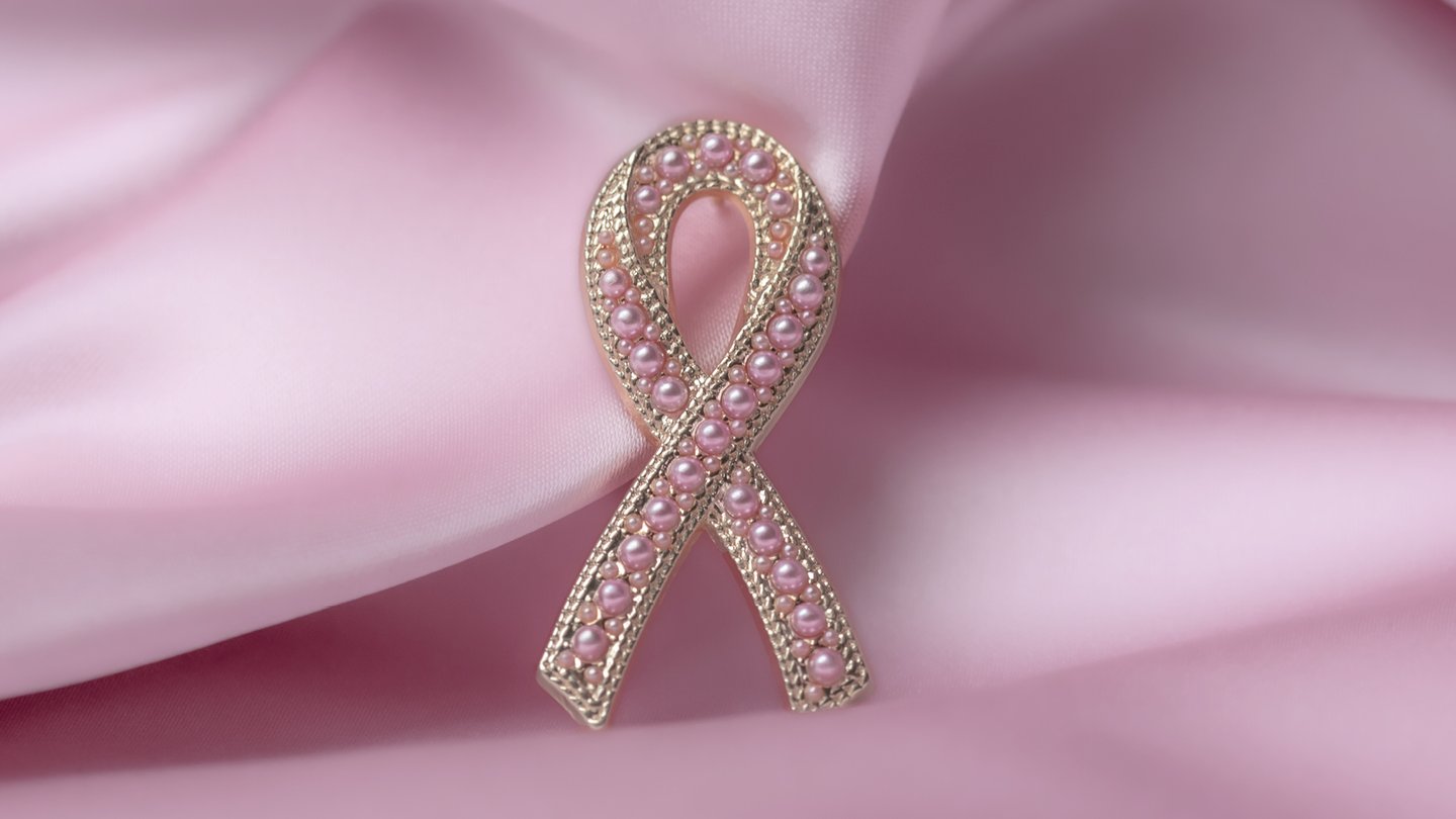Rosa sløyfe pin