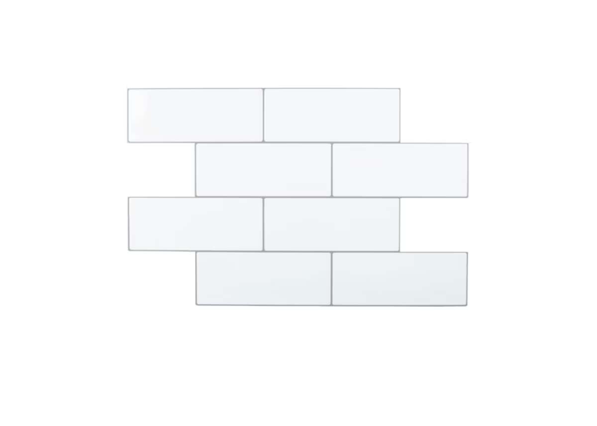 Selvklebende flis. Hvit Subway 10 pk.