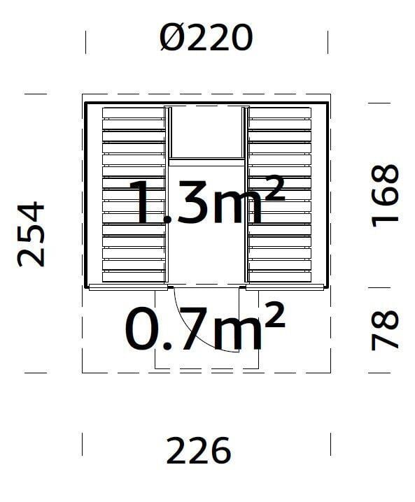 Palmako Badstutønne Anita 1.3+0.7 m2