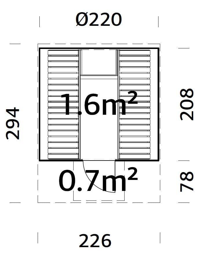 Palmako Badstutønne Anita 1.6+0.7 m2
