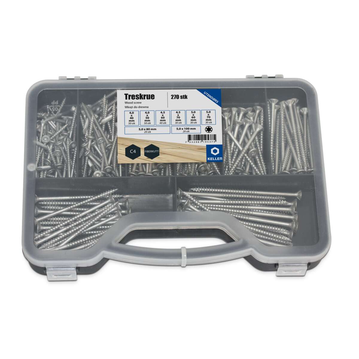 Kellen skruesett utendørs 270 stk