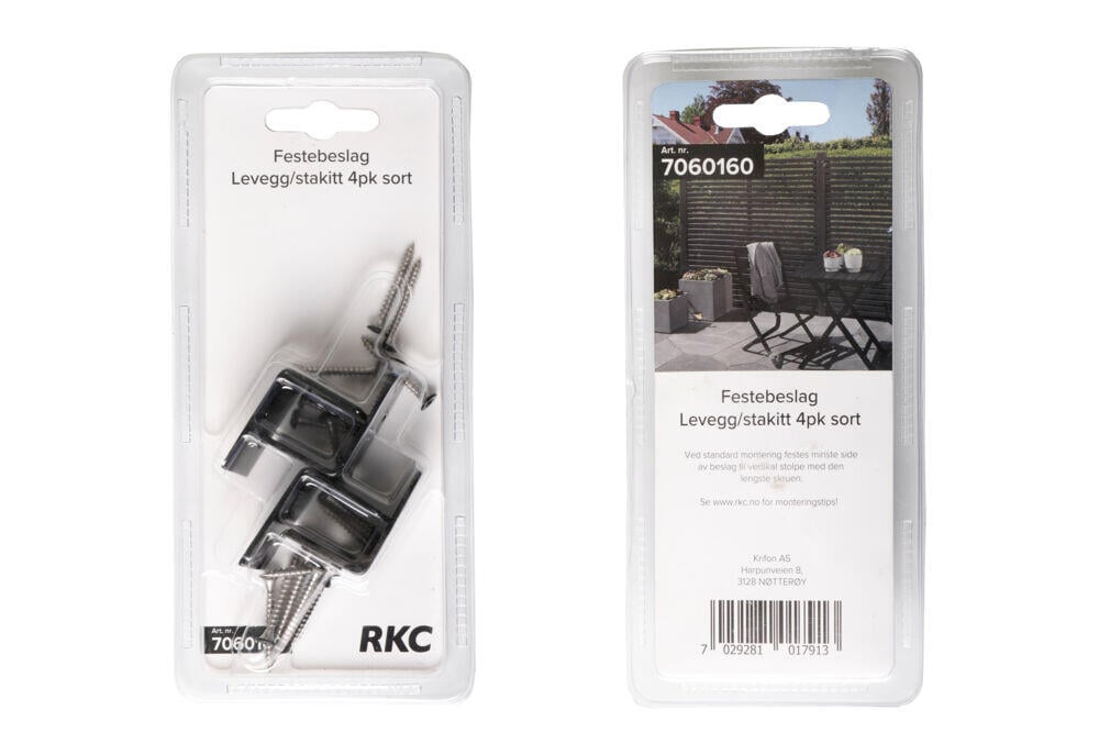 Krifon festebeslag levegg/stakitt, 4 pk