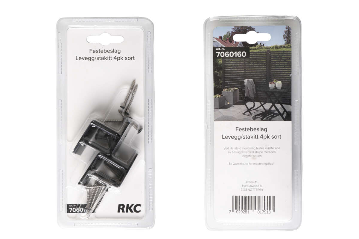 Krifon festebeslag levegg/stakitt, 4 pk