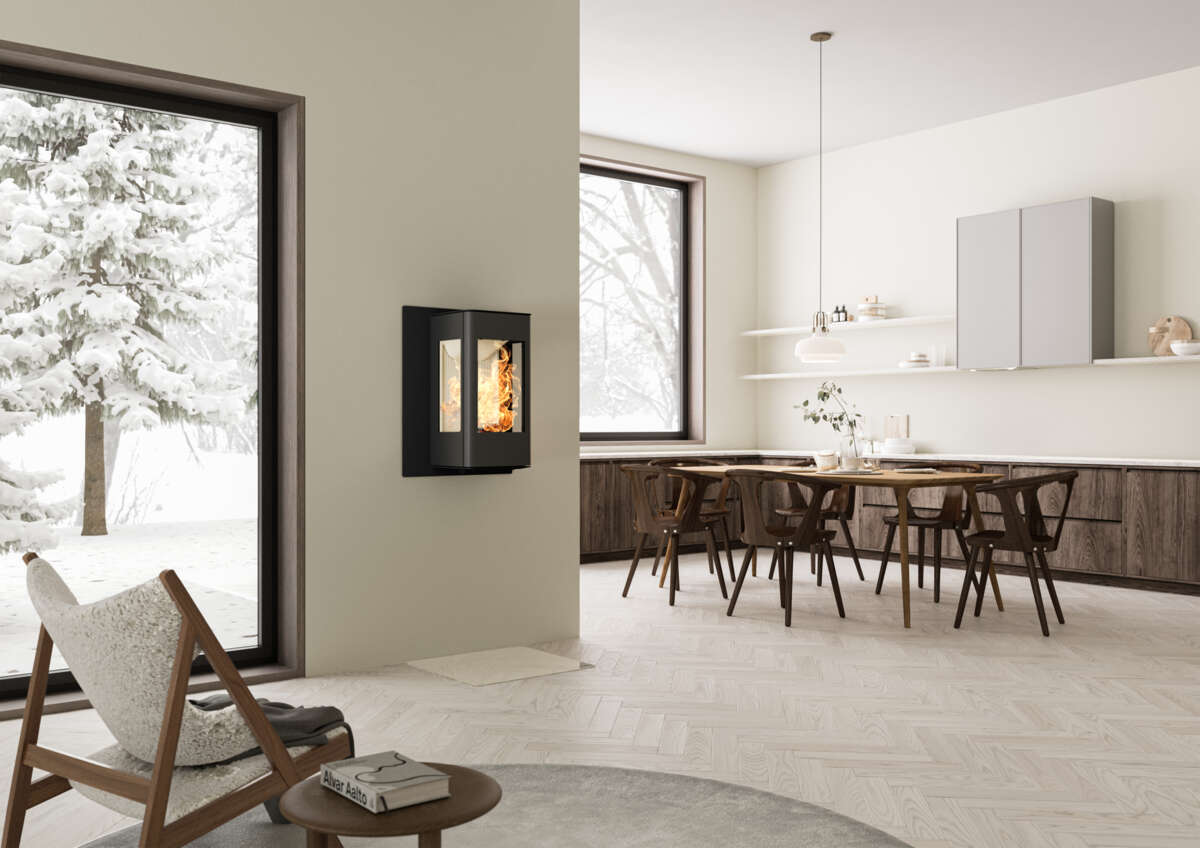 Nordpeis YoU Wall m/brannmursplate lysThermotte peisovn