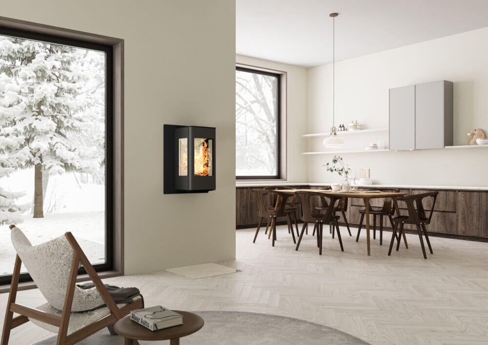 Nordpeis YoU Wall m/brannmursplate lysThermotte peisovn