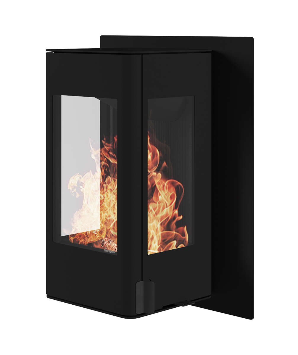 Nordpeis YoU Wall m/brannmursplate mørk Thermotte peisovn