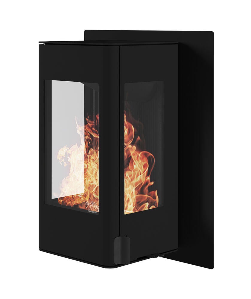 Nordpeis YoU Wall m/brannmursplate mørk Thermotte peisovn