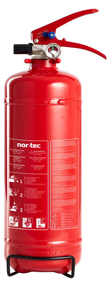Nortec brannslukker pulver 2 kg med manometer