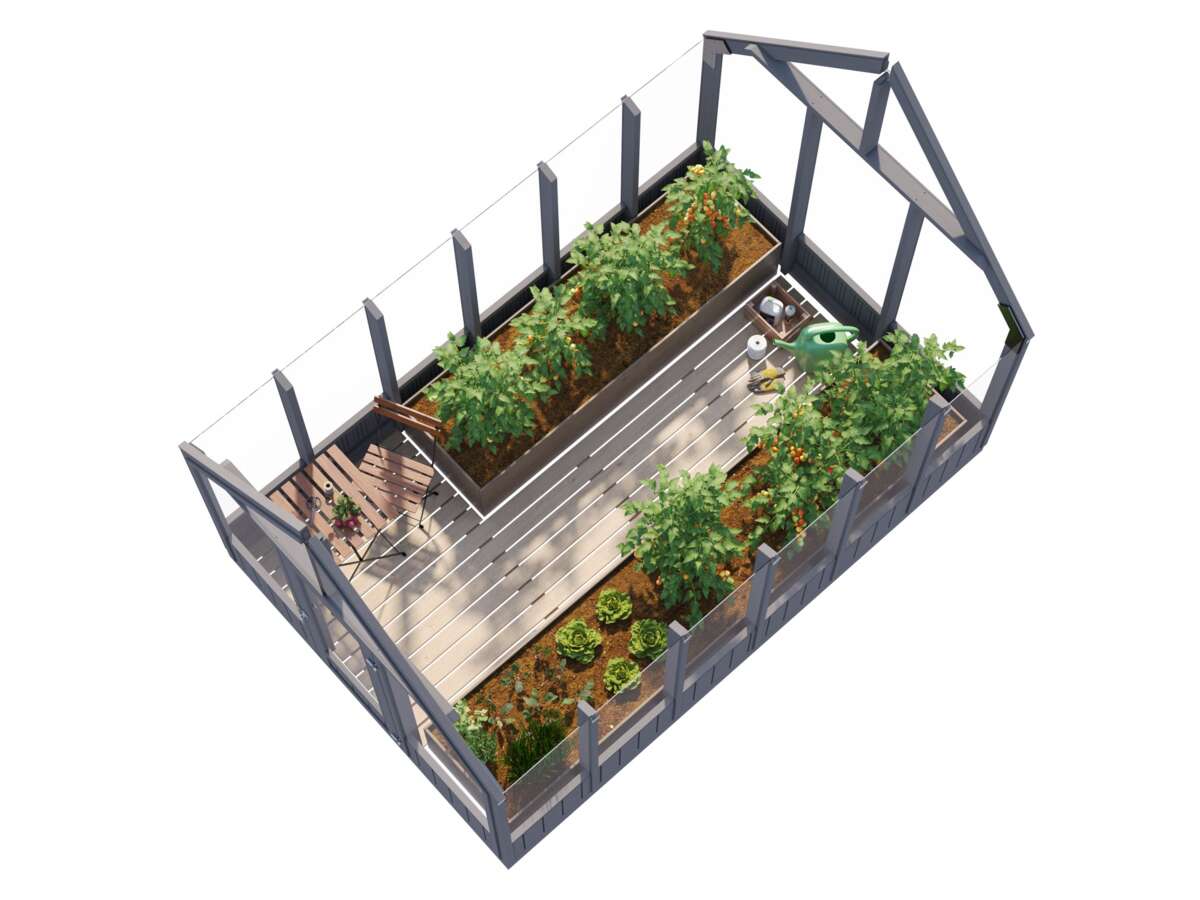 Palmako Emilia veksthus 8,2 m² gråmalt