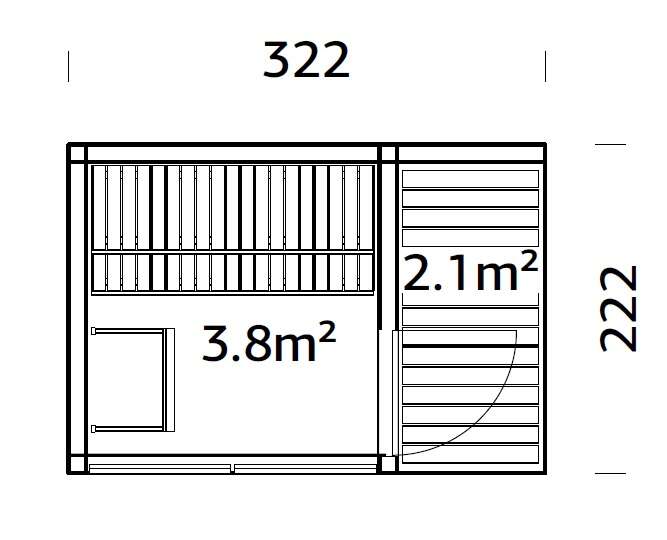 Palmako Sarah badstue 3,8+2,1 m²