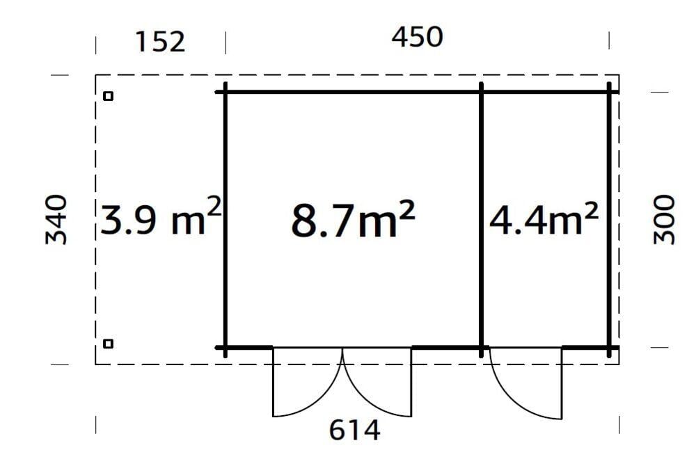 Palmako Ella gjestehytte 13,1+3,9 m²