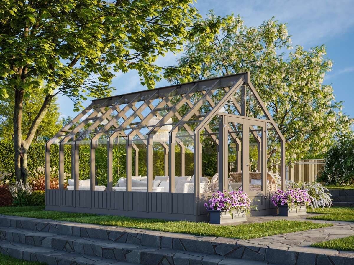 Palmako Emilia veksthus 13,8 m² gråmalt