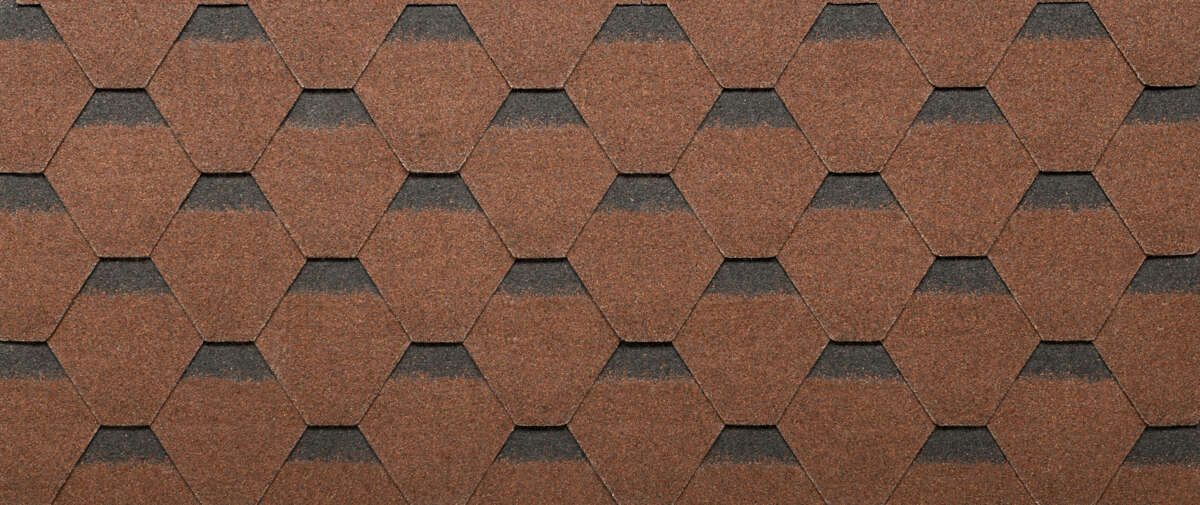 Isola Takshingel, skrå, teglrød kontur