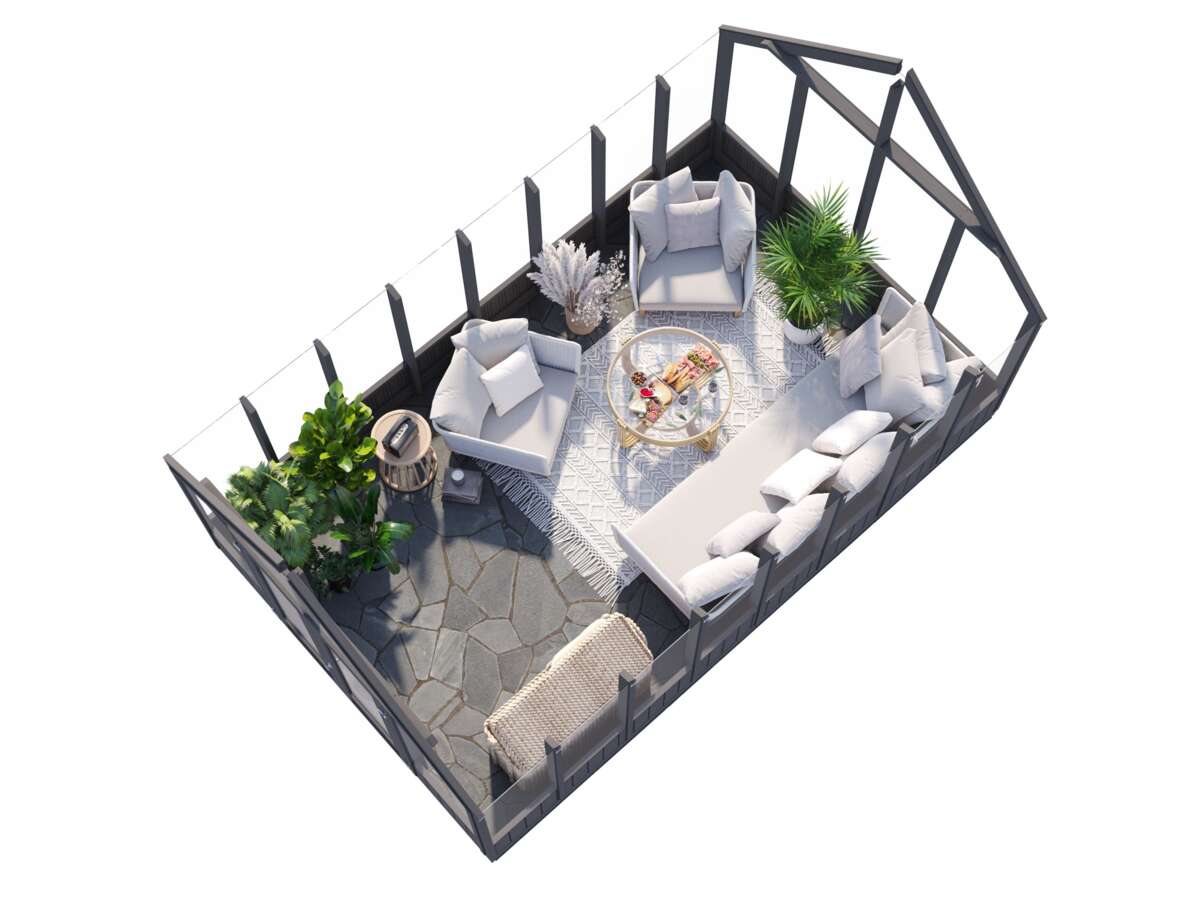 Palmako Emilia veksthus 13,8 m² gråmalt