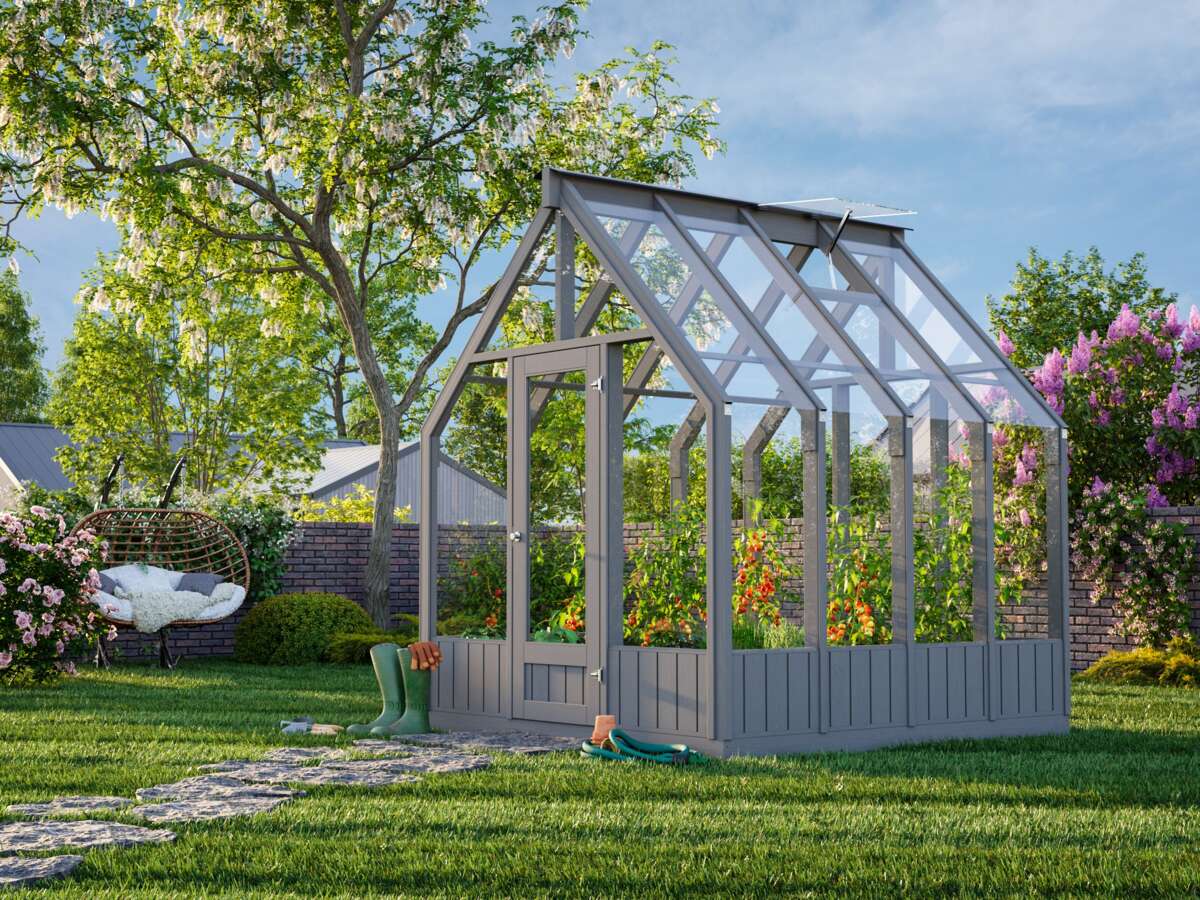 Palmako Emilia veksthus 5,4 m² gråmalt