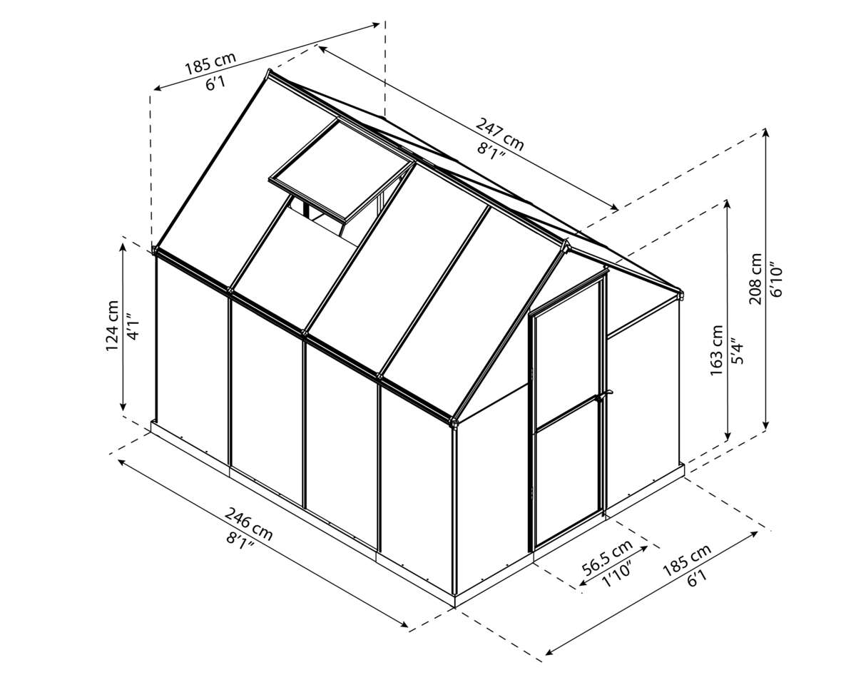 Palram - Canopia Mythos sølv drivhus 4,6 m²