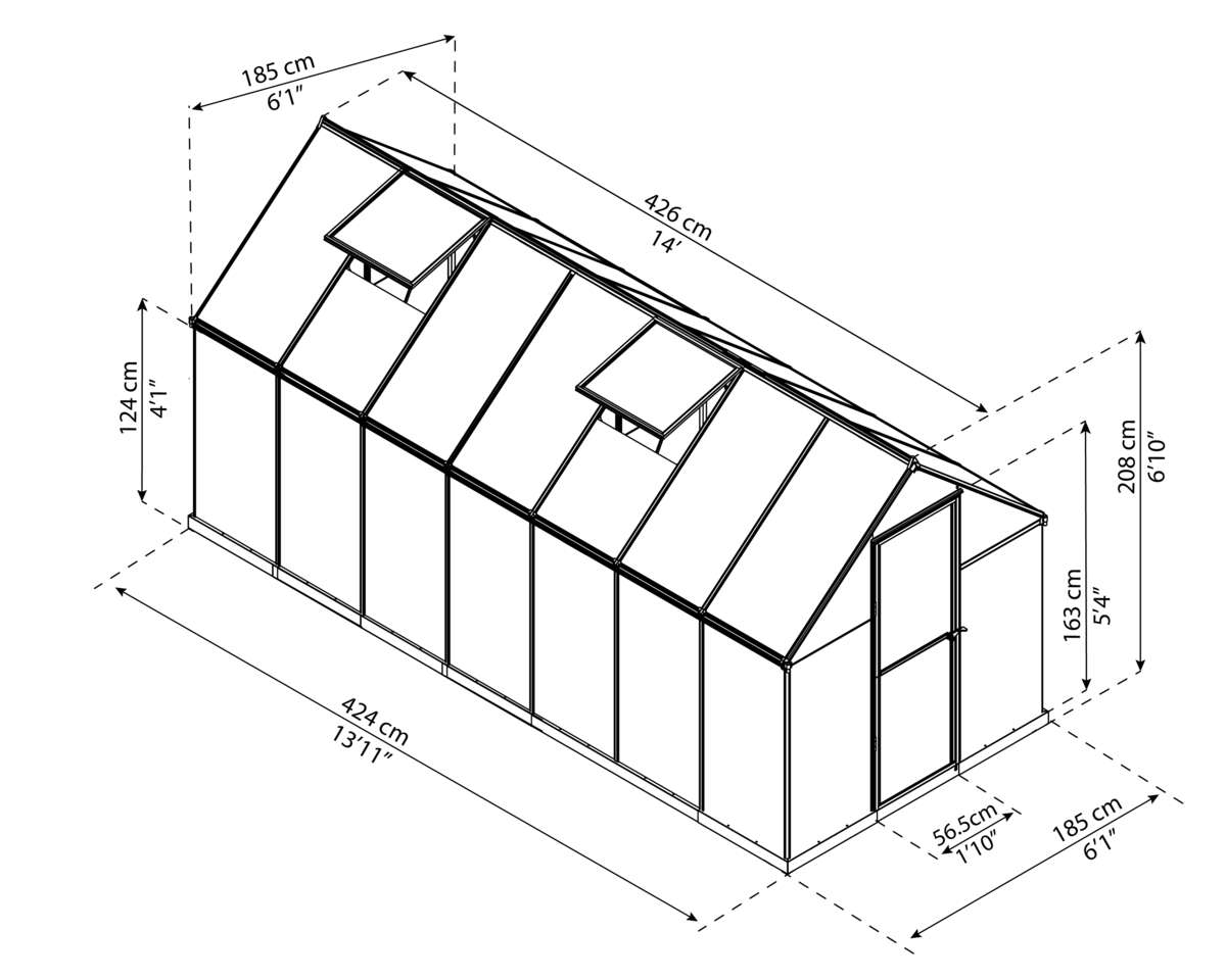 Palram - Canopia Mythos sølv drivhus 7,9 m²