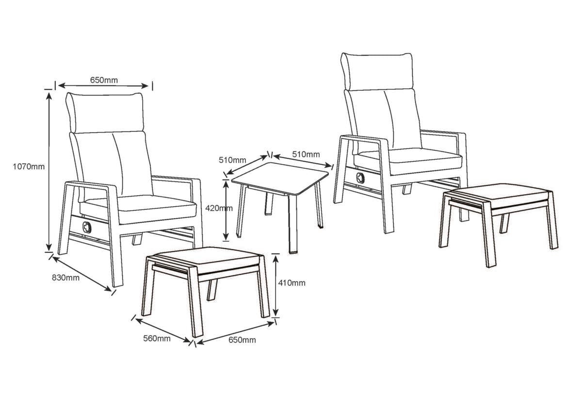 Bohem Holmen recliner terrassesett