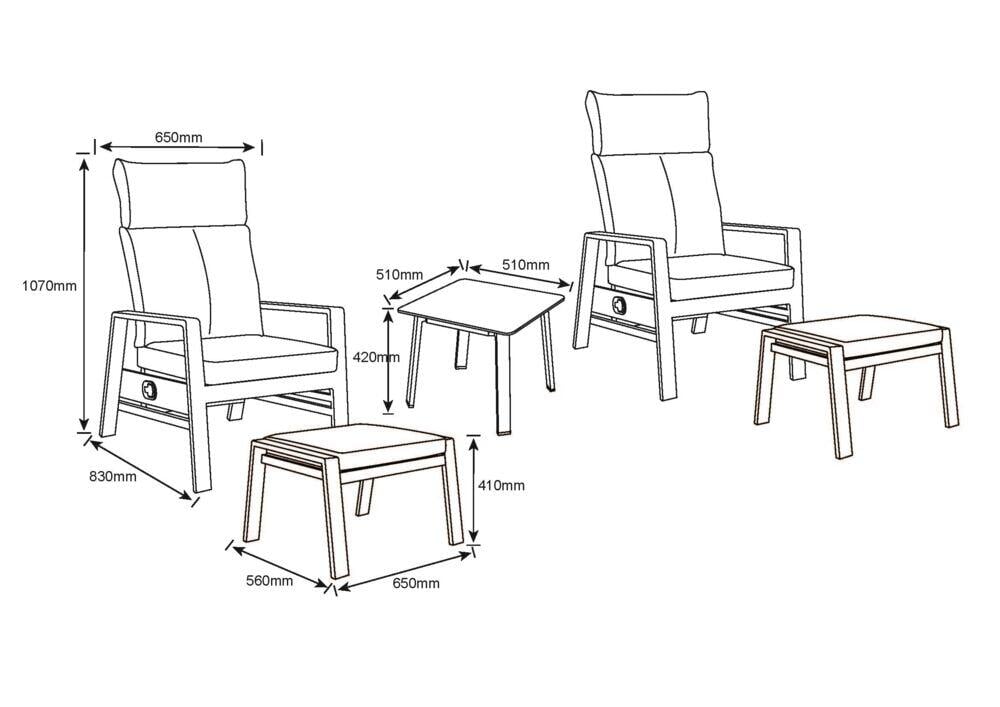 Holmen recliner terrassesett