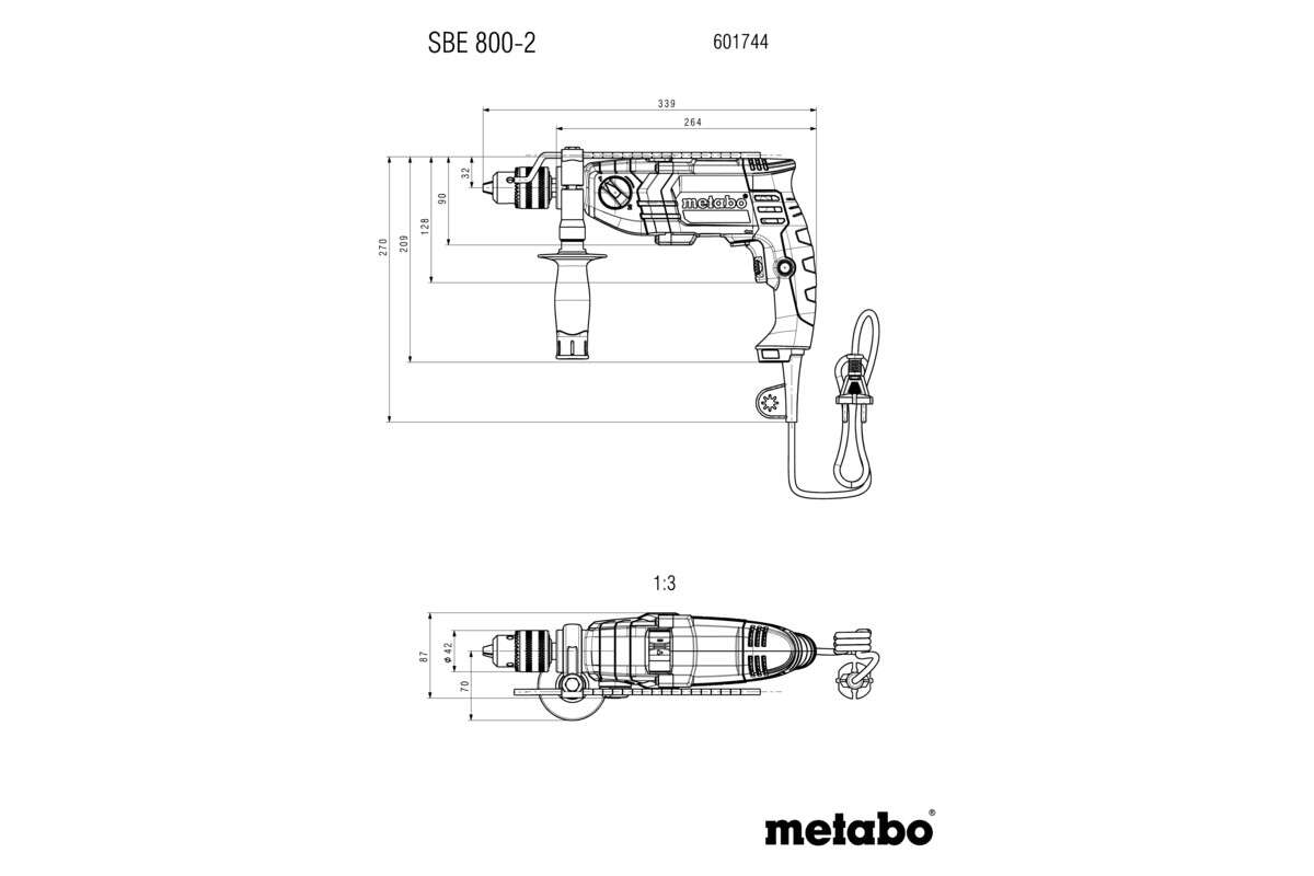 Metabo BE 800-2 800 W slagbormaskin