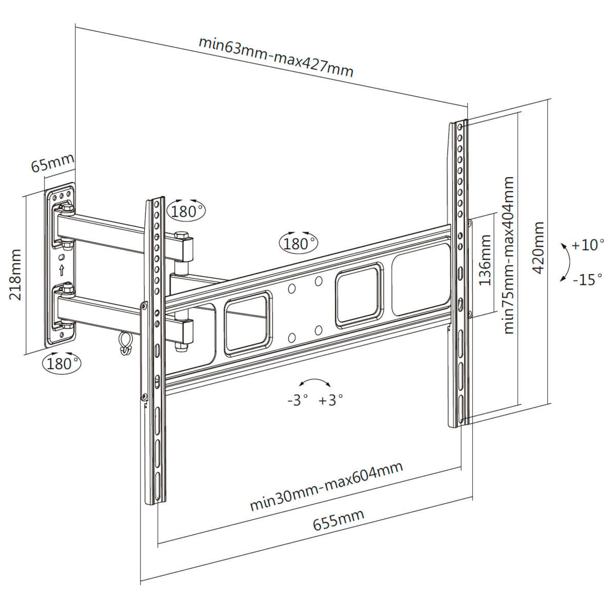 HOME It® TV-feste 37-70" uttrekkbar/vippbar