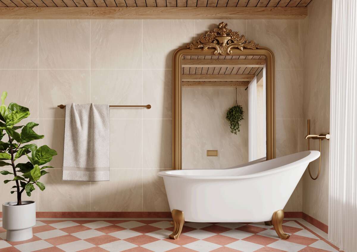 Fibo 4008 M6060 Beige Stone baderomsplate 2-pk