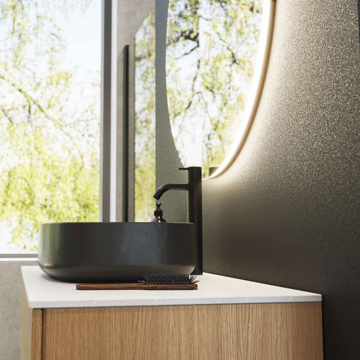 Scanbad Corona rund speil m/lys