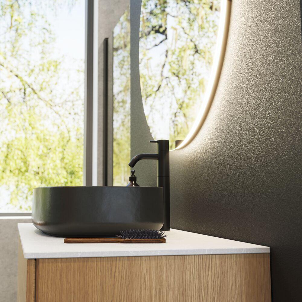 Corona Rund speil m/lysstyring