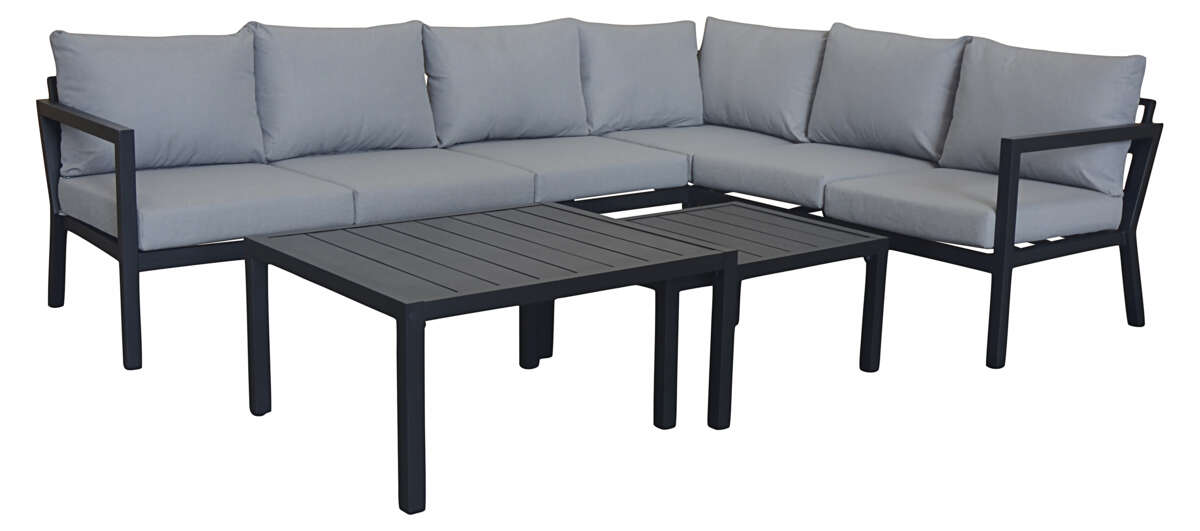 Røst hjørnegruppe sort og lys grå impregnerte putetrekk