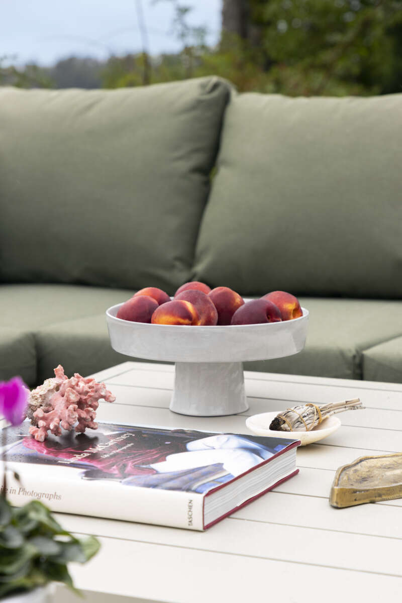 Røst sofagruppe kalk og grønne vanntette putetrekk